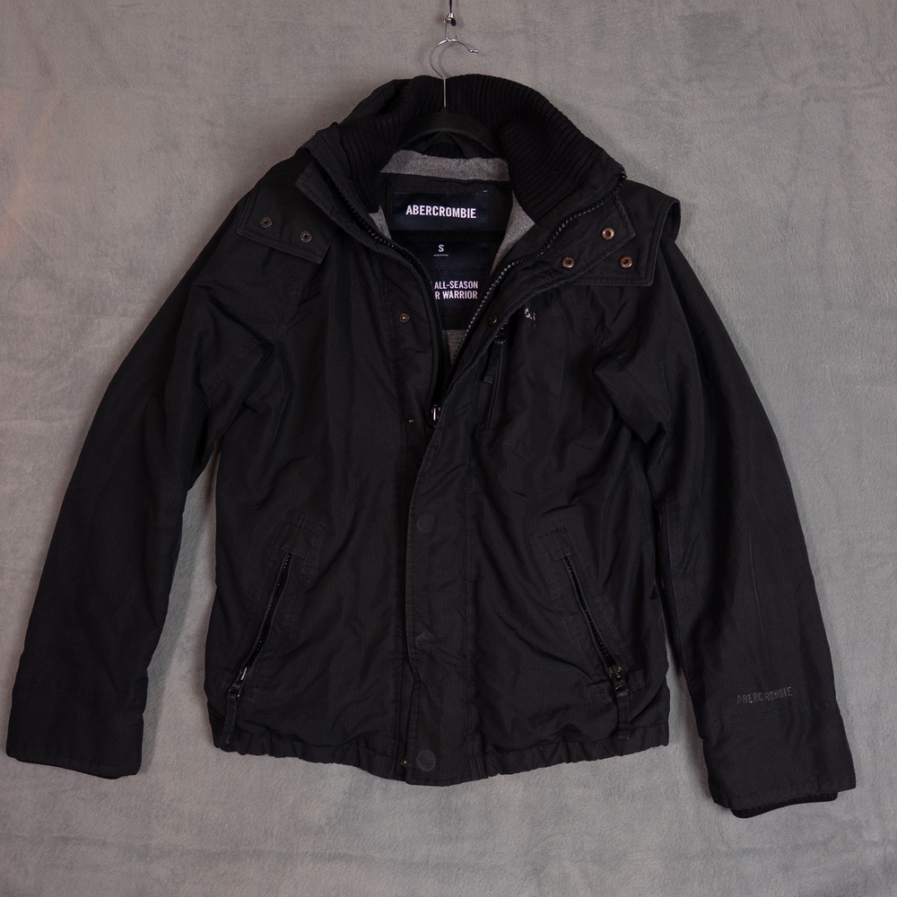Abercrombie All-Season Weather Warrior Jacket Mens Small Black Good Ripstop